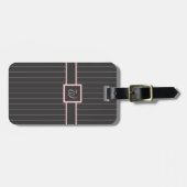 Zwart met roze pinstripes Bagagelabel (Voorkant horizontaal)