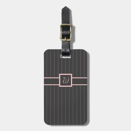 Zwart met roze pinstripes Bagagelabel (Voorkant verticaal)