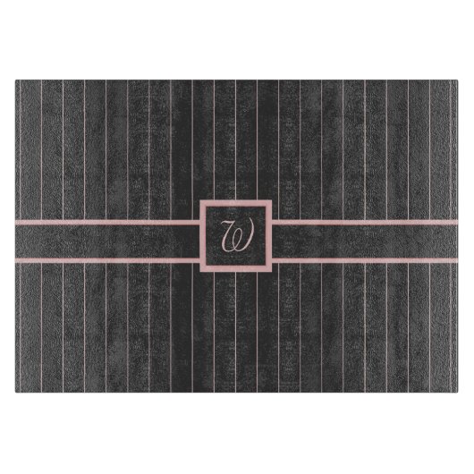 Zwart met Roze Pinstripes Glas Snijplank (Voorkant)