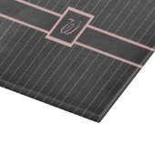 Zwart met Roze Pinstripes Glas Snijplank (Hoek)