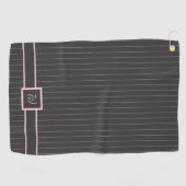 Zwart met roze pinstripes golfhanddoek (Horizontaal)