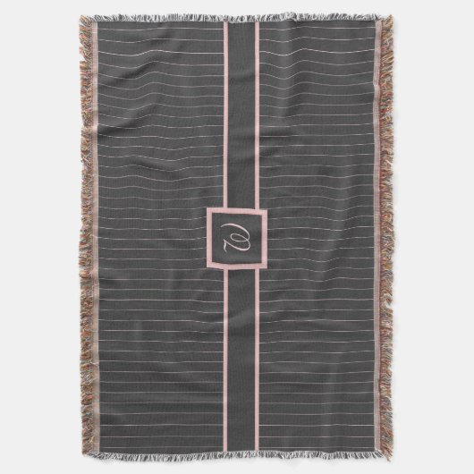 Zwart met Roze Pinstripes Gooi Deken (Voorkant Verticaal)