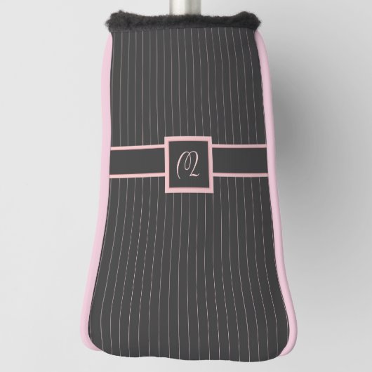 Zwart met Roze Pinstripes Hoesje Golfheadcover (Draai 90)