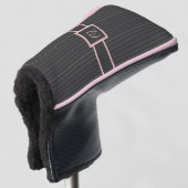 Zwart met Roze Pinstripes Hoesje Golfheadcover (3/4 voorkant)
