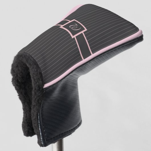 Zwart met Roze Pinstripes Hoesje Golfheadcover (3/4 voorkant)
