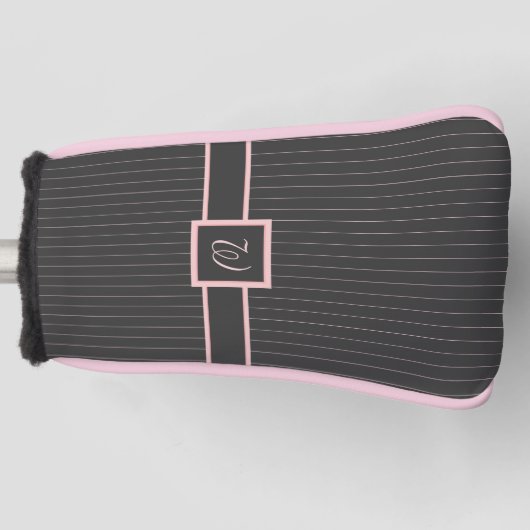 Zwart met Roze Pinstripes Hoesje Golfheadcover (Voorkant)