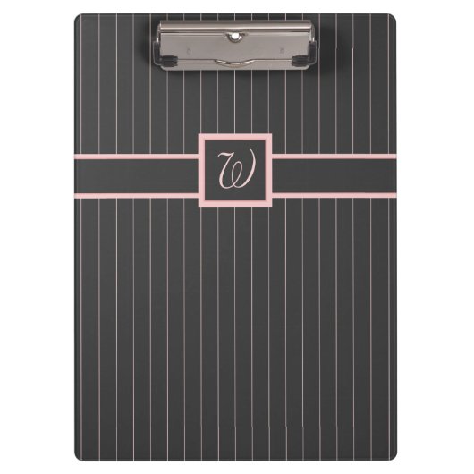 Zwart met roze pinstripes Klembord (Voorkant)