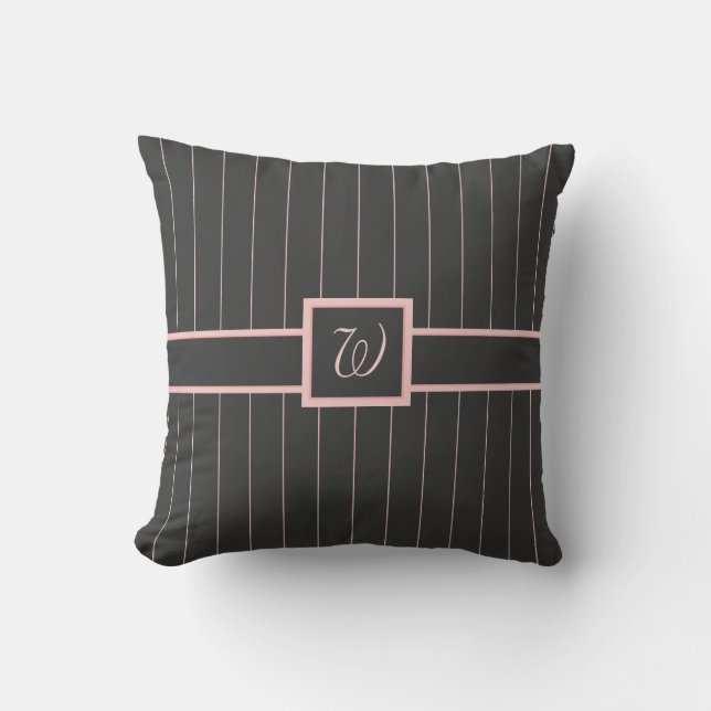Zwart met roze pinstripes kussen (Voorkant)
