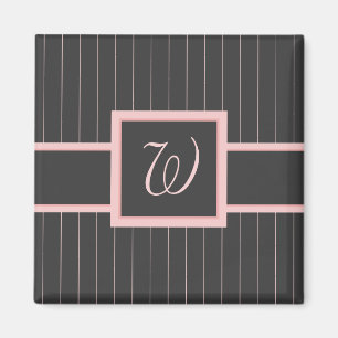 Zwart met roze pinstripes magneet