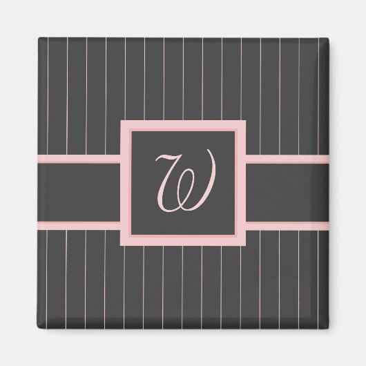 Zwart met roze pinstripes magneet (Voorkant)