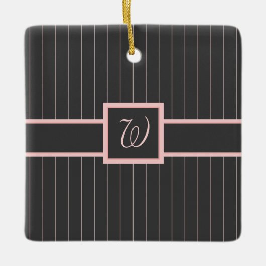 Zwart met roze pinstripes Ornament (Voorkant)