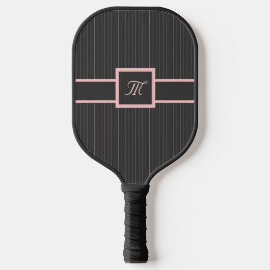 Zwart met roze pinstripes pickleball paddle (Voorkant)
