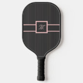 Zwart met roze pinstripes pickleball paddle (Achterkant)