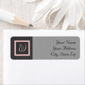 Zwart met Roze Pinstripes Return Address Label (Insitu)