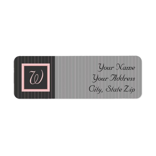 Zwart met Roze Pinstripes Return Address Label (Voorkant)