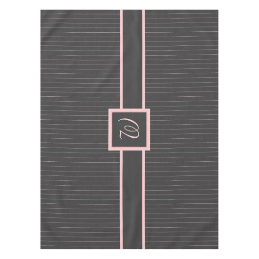 Zwart met Roze Pinstripes Tafelkleed (Voorkant)
