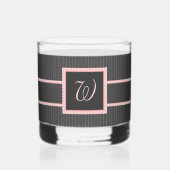 Zwart met roze pinstripes whisky glas (Achterkant)