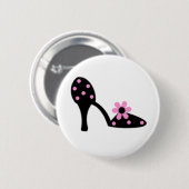 Zwart met roze poladoefschoenen ronde button 5,7 cm (Voorkant /achterkant)