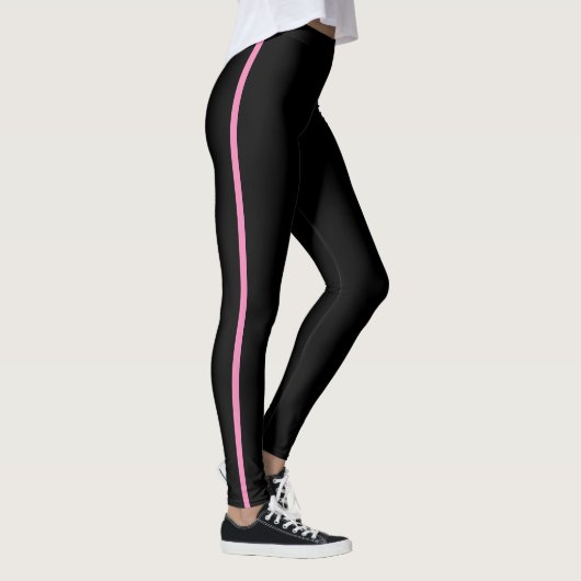 Zwart met roze streep-Leggings Leggings (Rechts)