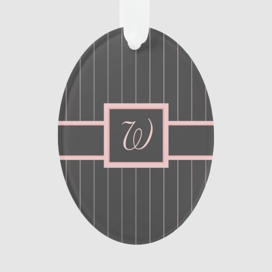 Zwart met roze strepen Acryl ornament (voorkant)