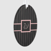 Zwart met roze strepen Acryl ornament (voorkant)