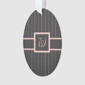 Zwart met roze strepen Acryl ornament (voorkant)