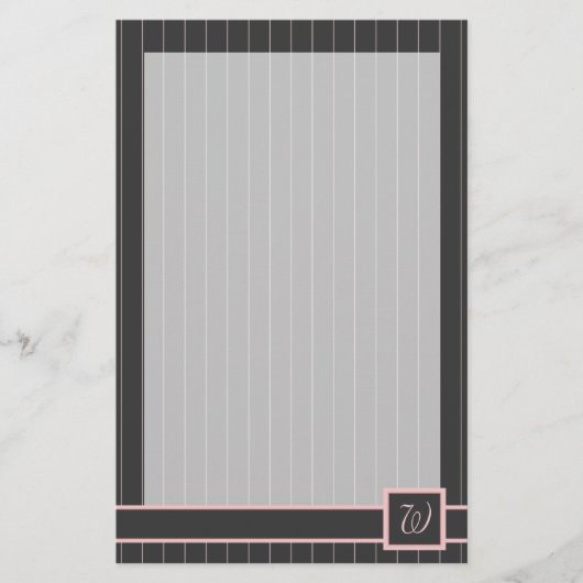 Zwart met roze strepen briefpapier (Voorkant)
