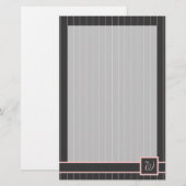 Zwart met roze strepen briefpapier (Voorkant / Achterkant)
