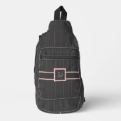 Zwart met roze strepen sling bag (Voorkant)