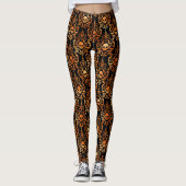Zwart met schedels en  Design in koper Leggings (Voorkant)