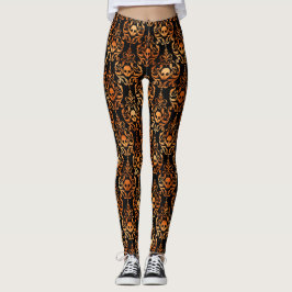 Zwart met schedels en  Design in koper Leggings