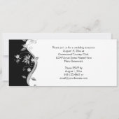 Zwart met  Silver Flowers Swirls Reception Kaart (Achterkant)