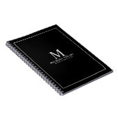 Zwart met Silver Persoonlijk Monogram en Naam Notitieboek (Rechterzijde)