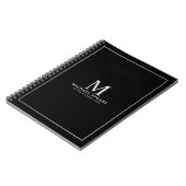 Zwart met Silver Persoonlijk Monogram en Naam Notitieboek (Linkerzijde)
