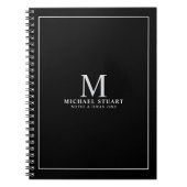Zwart met Silver Persoonlijk Monogram en Naam Notitieboek (Voorkant)