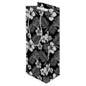 ZWART MET TROPISCHE WITTE HIBISCUS-STROMEN WIJN CADEAUTAS (Achterkant Gekanteld)