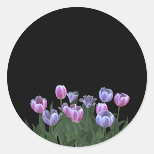Zwart met  Tulip Flowers Stickers (Voorkant)