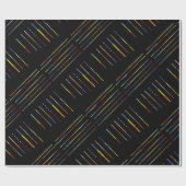 Zwart met veelkleurige patronen cadeaupapier (Vlak)