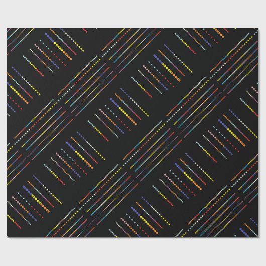 Zwart met veelkleurige patronen cadeaupapier (Vlak)