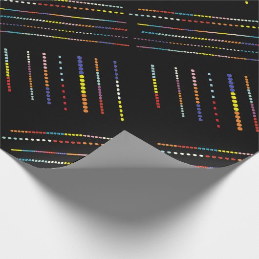 Zwart met veelkleurige patronen cadeaupapier (Hoek)