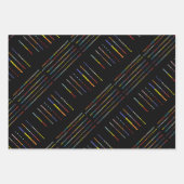 Zwart met veelkleurige patronen inpakpapier vel (Voorkant)