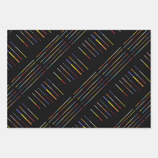 Zwart met veelkleurige patronen inpakpapier vel (Voorkant)