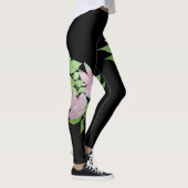 zwart met vet groot roze bloempatroon leggings (Rechts)