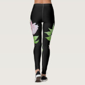zwart met vet groot roze bloempatroon leggings (Achterkant)