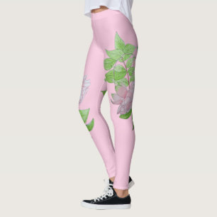 Zwart met vet roze bloemmotief bloemenmotief leggings