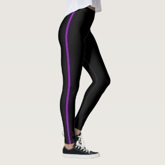 Zwart met Violet Stripe Leggings
