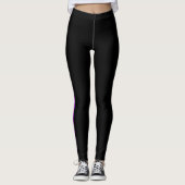 Zwart met Violet Stripe Leggings (Voorkant)