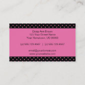 Zwart met Visitekaartje met roze pooldots (Achterkant)