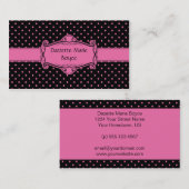 Zwart met Visitekaartje met roze pooldots (Voorkant / Achterkant)