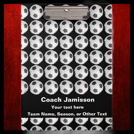 Zwart met Voetbal Patroon voor Coach, Naam, Klembord